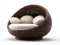 Divani da esterno - Rattan intrecciato-Tessuto - 177x116x124 cm - Marrone scuro-Crema - Stile cocoon elegante