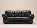 Divano lineare - Pelle-Legno - 218 x 98 x 91 cm - Nero - Moderno