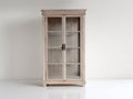 Vetrina - legno-vetro-metallo - 96x40x180 cm - rovere sbiancato - stile rustico classico