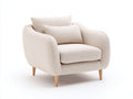 Poltrona - Tessuto-Legno - 90x84x86 cm - Crema-Naturale - Stile contemporaneo
