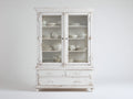 Vetrina - legno-vetro-metallo - 120x46x190 cm - bianco anticato - stile shabby chic rustico