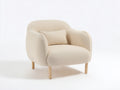 Poltrona - Tessuto-Legno - 84x80x81 cm - Crema-Naturale - Stile contemporaneo