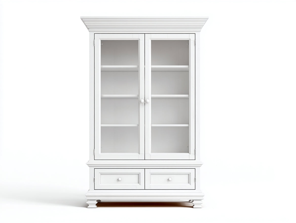 Vetrina - legno-vetro-metallo - 100x41x184 cm - bianco - stile classico tradizionale
