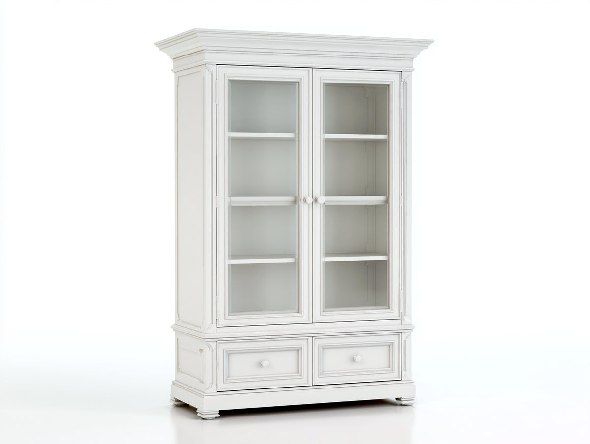 Vetrina - legno-vetro-metallo - 105x42x185 cm - bianco - stile classico sobrio