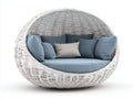 Divani da esterno - Rattan intrecciato-Tessuto - 182x119x133 cm - Bianco-Blu polvere - Stile organico avvolgente